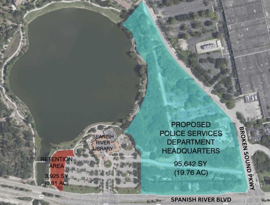 The proposed location of a new police headquarters building in Boca Raton, FL, May 2025. (Photo: Boca Daily News)